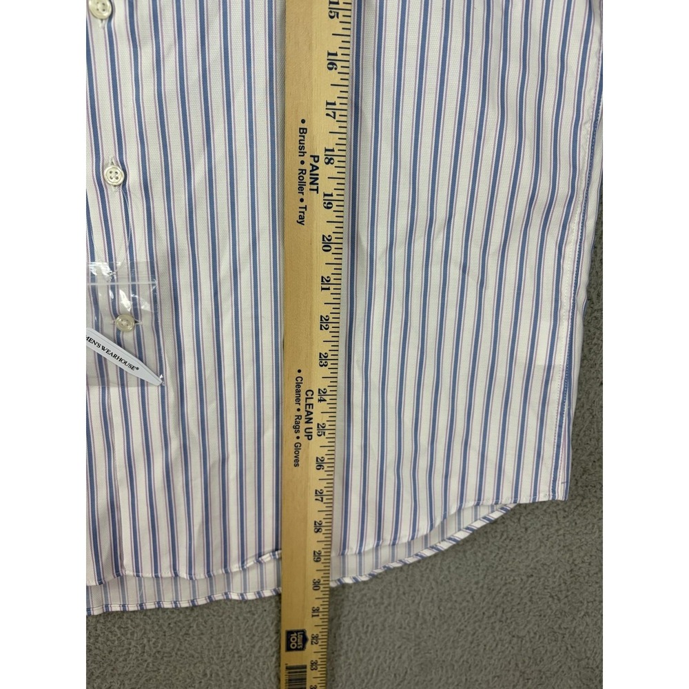 Pronto Uomo Shirt Mens XL White Blue Stripe Slim Fit Stretch Long Sleeve Men New - Picture 7 of 11